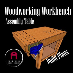 Solid Wood Woodworking Workbench, Assembly table version build plans.