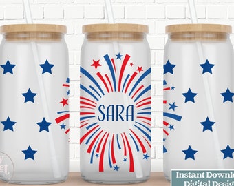 Feuerwerk Tumbler Wrap Sublimationsdesign, Vaterländisch 4.Juli (Digital PNG JPG)