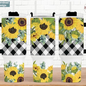 40 oz Tumbler Wrap, Sunflowers Sublimation Design, Quencher Tumbler PNG, Digital Download