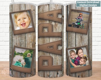 Father's Day Photo Tumbler, Wood & Leather Design (Digital Download)
