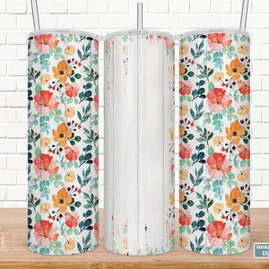 20 oz  Straight Tumbler Wrap, Woodgrain Wildflowers Sublimation Design, Mother&#39;s Day, Bridesmaids, Digital, Farmhouse, Boho