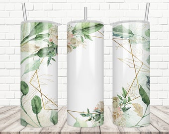 Green Rose Watercolor Florals 20 oz  Straight Tumbler Wrap , Sublimation Design, Mother&#39;s Day, Bridesmaids, Digital, Boho