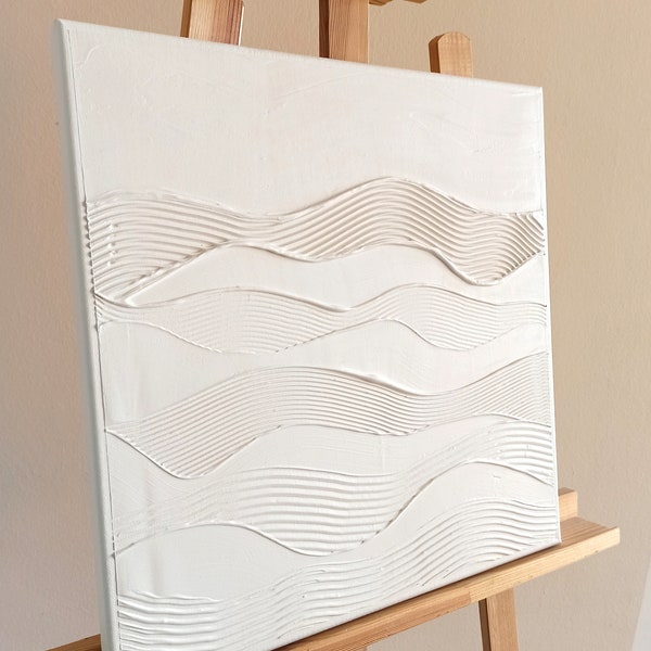 Vagues / image structure moderne 40 x 40 cm / art abstrait / murale 3D