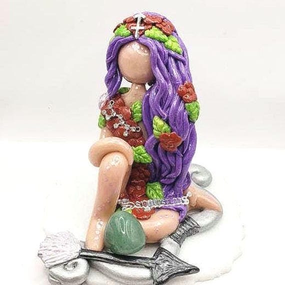 Sagittarius personalized custom crystal goddess statue clay figurine Zodiac birthday star archer Green Aventurine Christmas gift for her/him