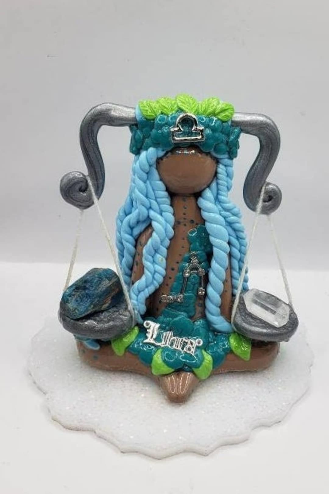 Libra Zodiac Crystal Goddess Holding Clear Quartz and Apatite Etsy