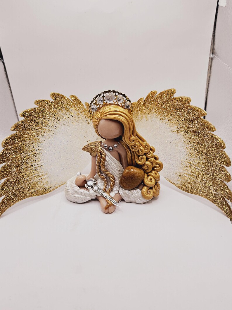 Archangel Gabriel Crystal Goddess Statue Polymer Figurine Doll Holding ...