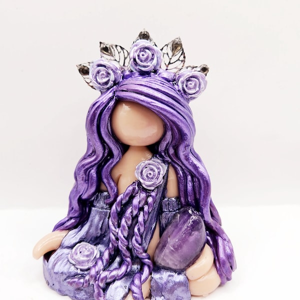 Persephone VERSION #2 crystal goddess of spring and the underworld holding Amethyst