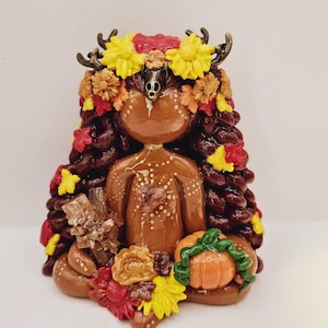 Mabon crystal goddess statue autumn equinox alter clay figurine doll wiccan decor pagan witch aesthetic fall harvest center piece divine art