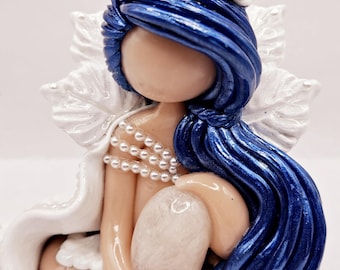 Handmade Selene Moon Goddess Statue: Polymer Clay Altar Decor