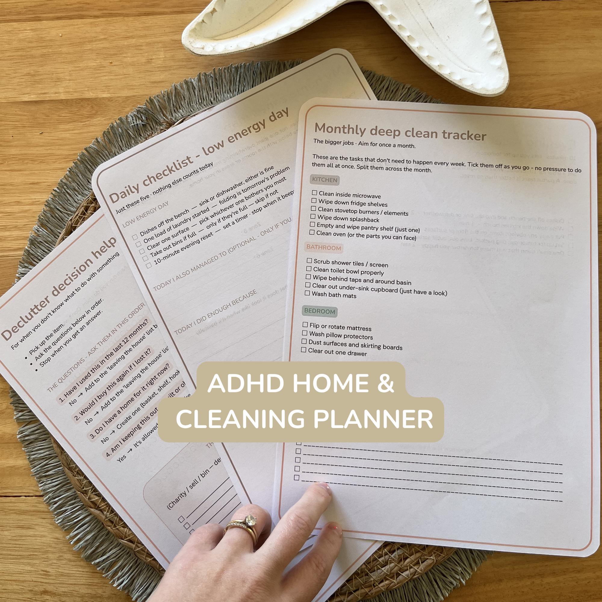 ADHD Cleaning Planner Printable PDF | Neurodivergent Home Routine