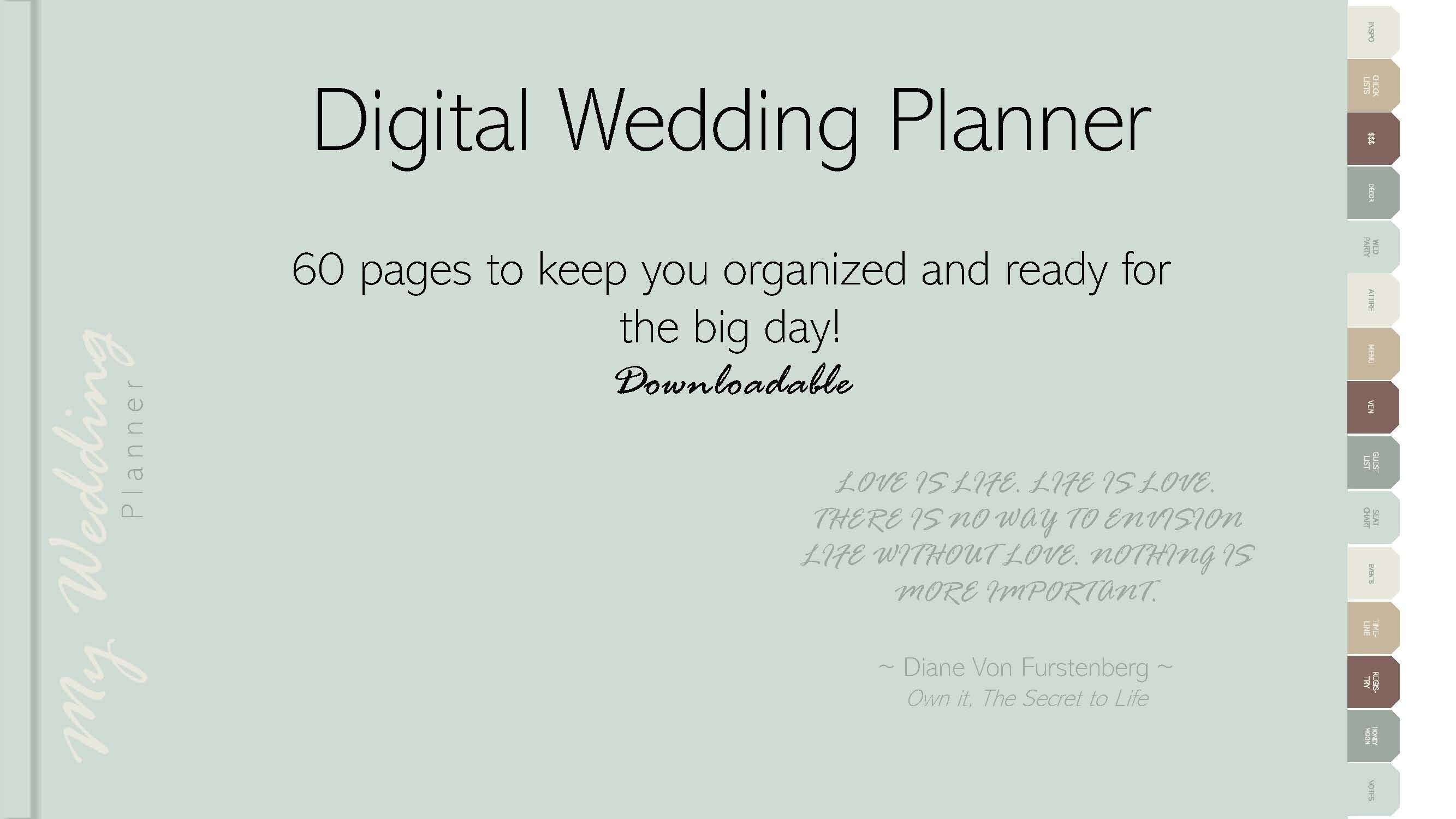 Digital Wedding Planner ~ 60 pages to keep you organized for the big day!