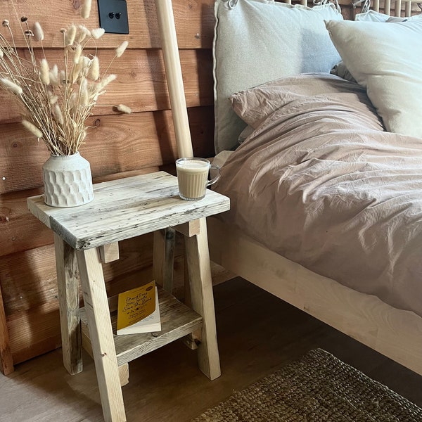 Side Table or Bedside Table Rustic Trestle