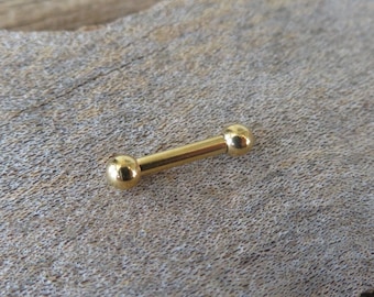 Tiny Small Balls 16G 14G Gold Ion Plated Basic Barbell Surgical Steel Barbell 16G (1.2mm) 14G (1.6mm) Piercing 6mm 8mm 10mm 12mm Bridge