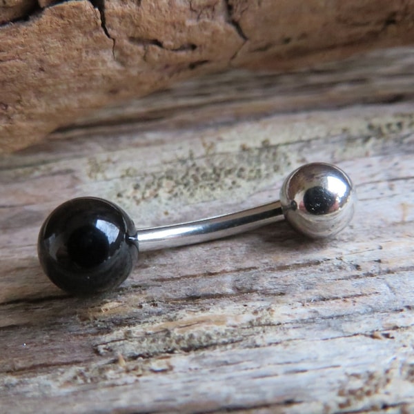 Custom Lengths Petite Black Obsidian Natural Stone Belly Ring 14g (1.6mm) Piercing