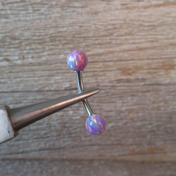 Floating Lavender Fire Opal Surgical Steel Belly Ring 14G (1.6mm) VCH Piercing Minimalist Petite Custom Lengths