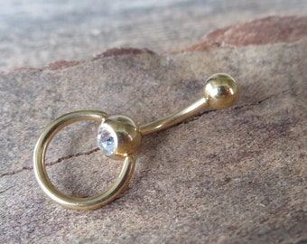 Gold IP Knocker Belly Ring 14g (1.6mm) Piercing