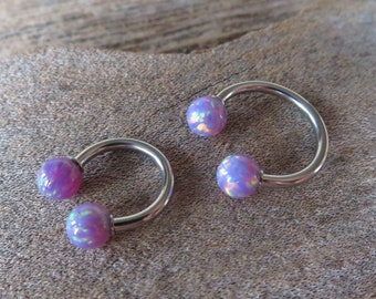 Lavender Opal 6G 8G 10G 12G 14G Horseshoe Septum 100% Surgical Steel Externally Threaded Piercing 10G (2.5mm) 12G (2.0mm) 14G (1.6mm)