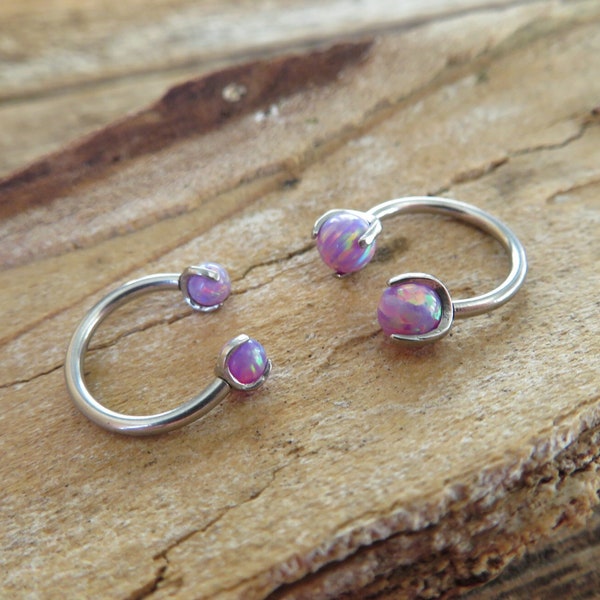 14G & 16G Purple Opal Horseshoe Surgical Steel Septum Daith Rook  14G (1.6mm) 16G (1.2mm) Piercing 8mm 10mm 12mm