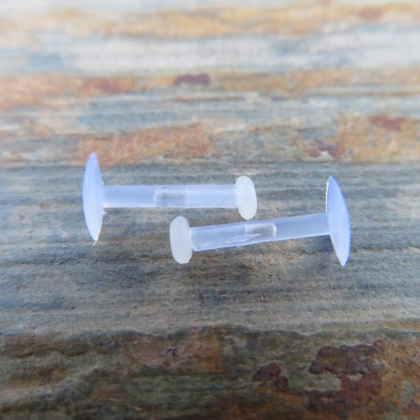 Set of Two 14G Clear Hide Piercing Bioflex Labret Cartilage Tragus Retainer Piercings Lot of 2 14G (1.6mm)