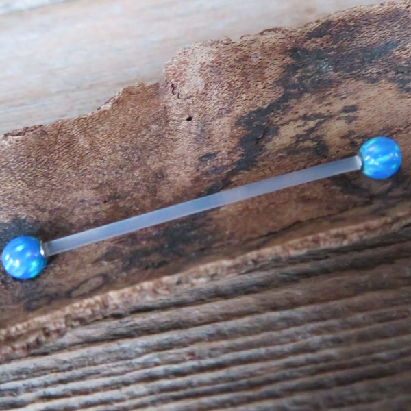 Blue Opal Stone Pregnancy Bio-flex Biolex Retainer Piercing Belly Ring