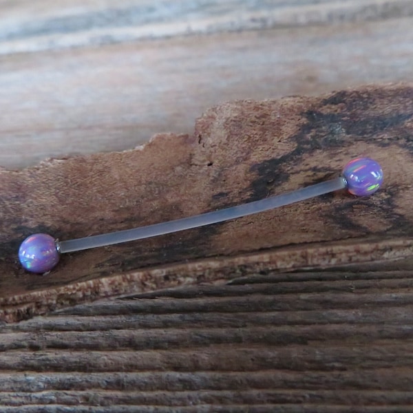 Lavender Purple Opal Stone Pregnancy Bio-flex Biolex Bioplast Retainer Piercing Belly Ring