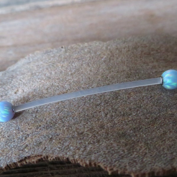 Light Baby Blue Opal Stone Pregnancy Bio-flex Biolex Bioplast Retainer Piercing Belly Ring