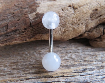 Custom Lengths Rose Quartz Natural Stone Belly Ring VCH Ring 14g (1.6mm) Piercing