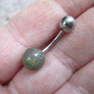 Custom Lengths 8mm Labradorite Natural Stone Belly Ring 14g (1.6mm) Piercing Gold Rose Gold