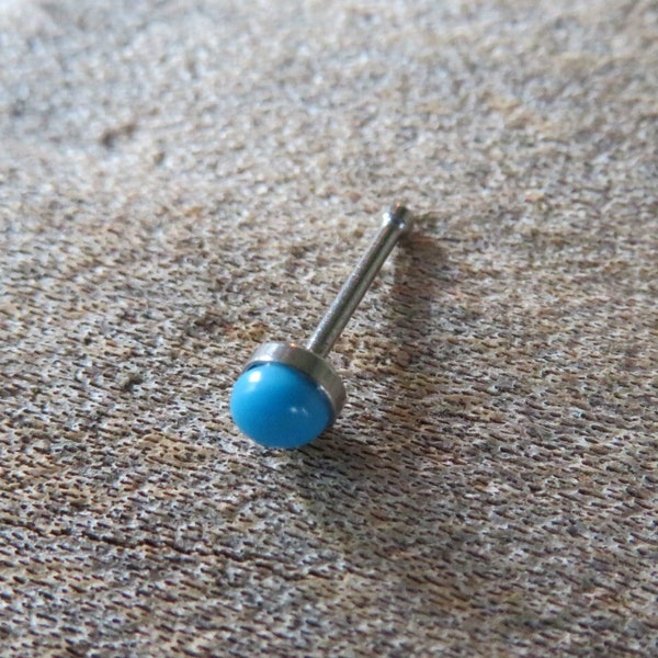 Turquoise Howlite Natural 3mm Stone Surgical Steel Nose Piercing L Bend or Bone 20G (0.81mm)