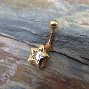 Star Gold Ion Plated Zirconia Belly Ring 14g 1.6mm Piercing image 2