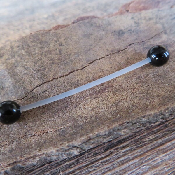 Black Obsidian 6mm Natural Stone Pregnancy Bio-flex Belly Ring