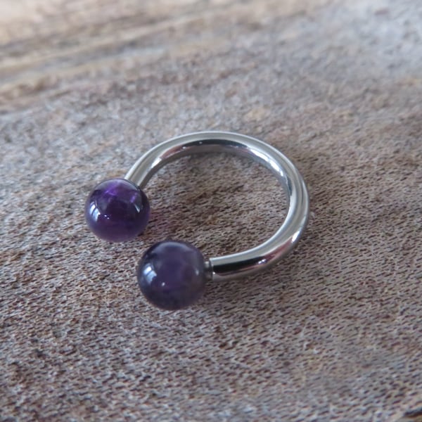 Minimalist Stone 12G 10G Amethyst Natural 5mm Stones Horseshoe Septum Ring Surgical Steel Barbell Piercing 10mm 11mm 12mm