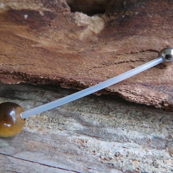 Tiger Eye Natural Stone Pregnancy Bio-flex Belly Ring