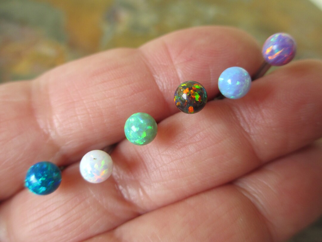 Titanium Ti6al4v ELI Implant Grade Barbell Fire Opal Tongue Ring 14g 1.6mm Piercing Custom