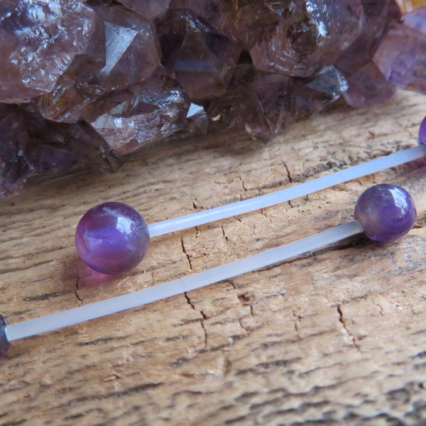 Amethyst Natural Stone Pregnancy Bio-flex Belly Ring