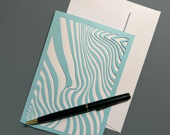 Handmade Papercut Card Psychedelic Wave