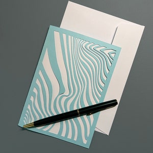 Handmade Papercut Card Psychedelic Wave