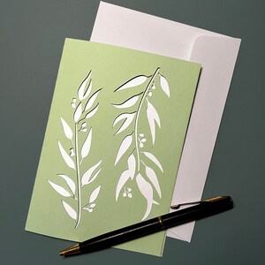 Handgemaakte Australische Gum Tree Papercut Card, verjaardagskaart