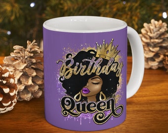 Birthday Queen| Ceramic Mug 11oz |Purple Mug| Blessed Coffee Mug