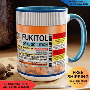 Fukitol Funny 15oz| Fuck it All Mug| Medicine Bottle Mug Sassy Coffee Meme Coffee Funny Fashion Mug Adult Humor Sarcastic Mug Novelty Gift