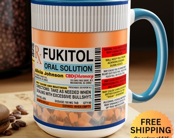 Taza divertida de Fukitol con humor sarcástico de 433 ml, anti-todo, regalo atrevido para el día a día, regalo navideño con eslogan picante