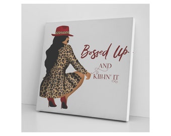 Bossed Up Canvas/ Feminist Wall Decor/ Empowering Art/ Girl Power Decor/ Modern Woman Print/ Boss Wall Art/ Feminism Print/ Motivational Art