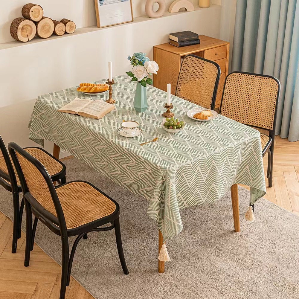 Nappa a righe Tovaglia cucitura rettangolo Tovaglia cotone lino tessuto copri  tavolo per cucina da pranzo tavolo 54 X 70 pollici giallo