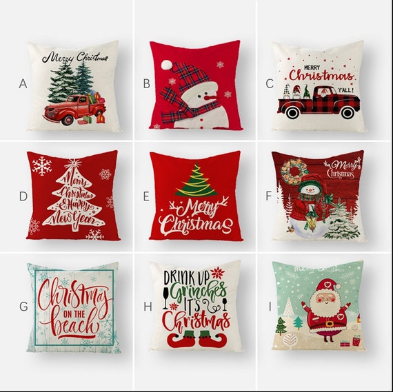 Beach Throw Pillows for Couch Small Couch Pillows Floral Pillows Christmas  Cover 18x18 Inch Christmas Ornament Christmas Pillow Winter Holiday Throw