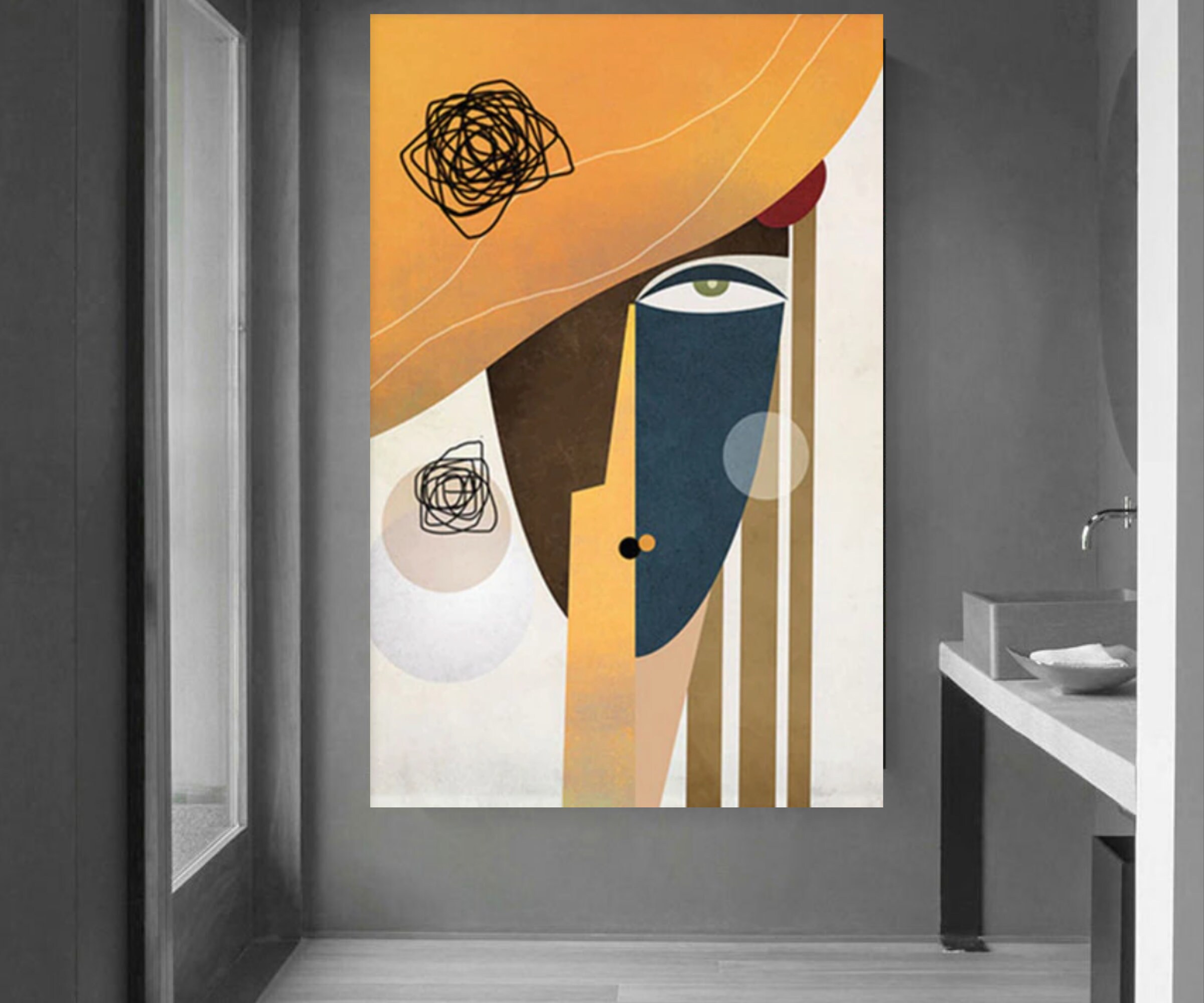 Art Abstrait/style Cubiste Nordique Art Géométrique Peinture d'art Portrait Rétro Picasso