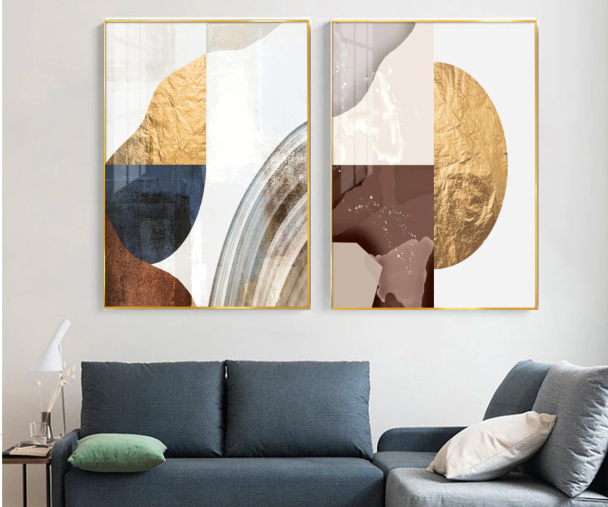 Art Abstrait/Style Or Nordique Street Art Peinture d'art sur Argent Rétro Moderne Nordique