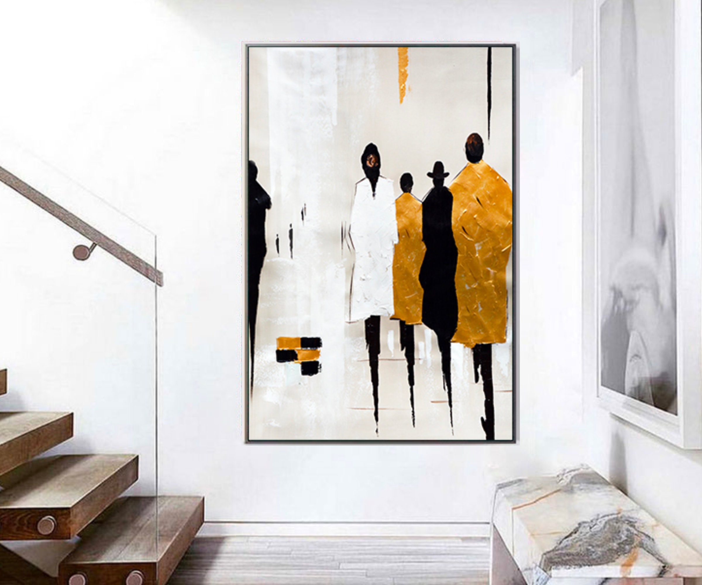 Art Abstrait/Style Or Nordique Street Art Peinture d'art sur Argent Rétro Moderne Nordique