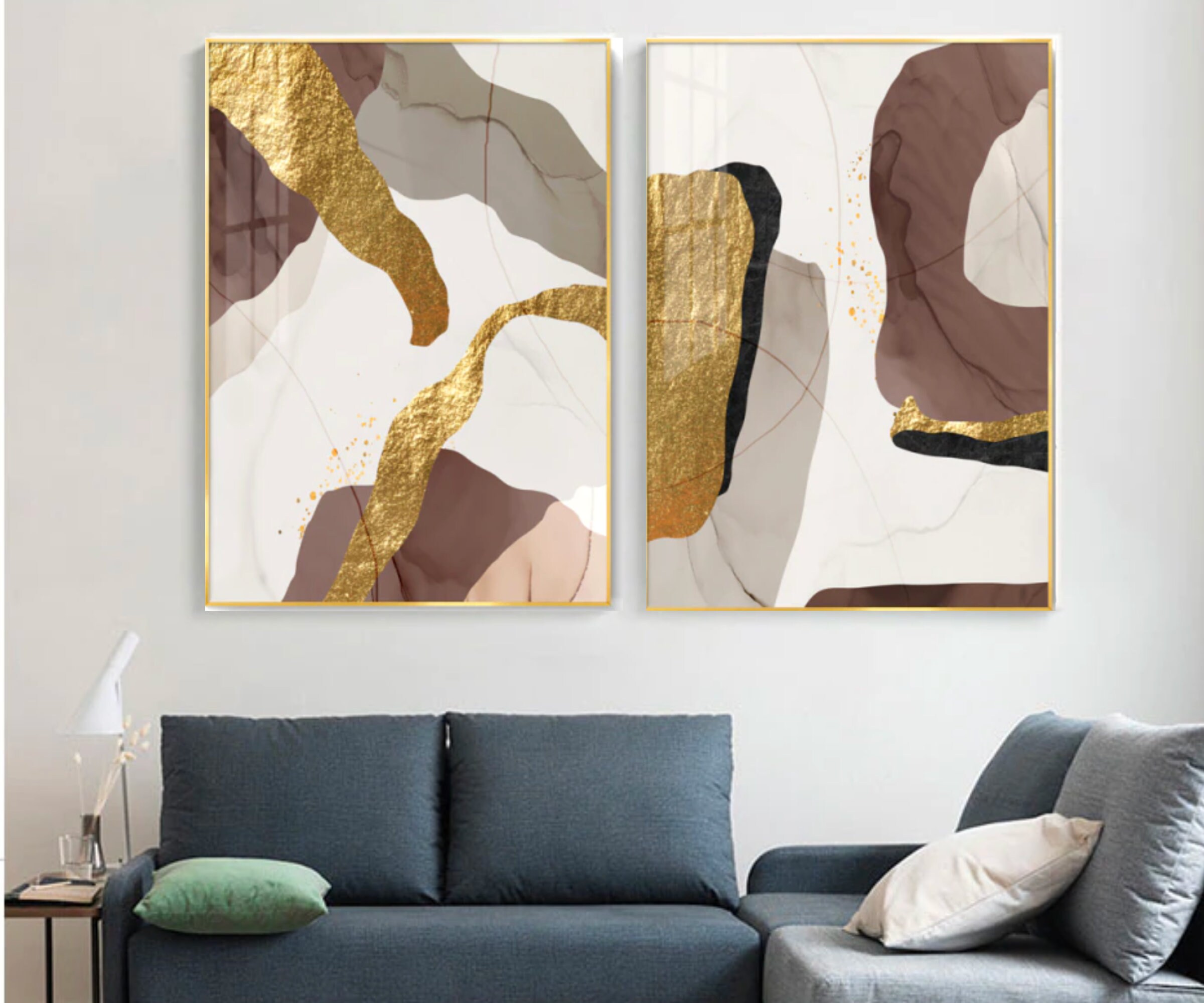 Art Abstrait/Style Or Nordique Street Art Peinture d'art sur Argent Rétro Moderne Nordique