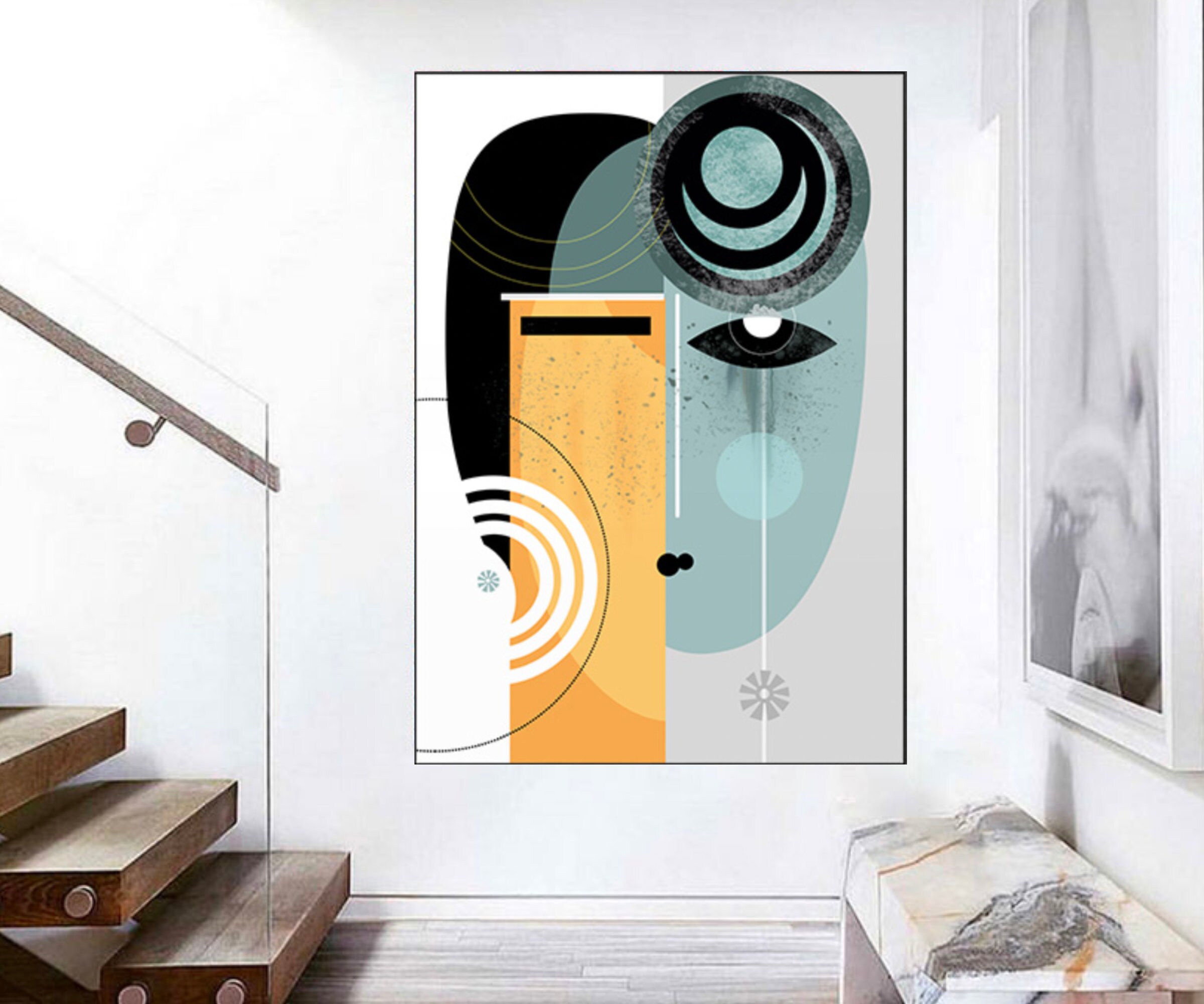 Art Abstrait/style Cubiste Nordique Art Géométrique Peinture d'art Portrait Rétro Picasso