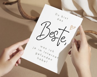 Card "You're the best thing I've ever found on the internet!" with heart | Greeting card | Thank you card | Postcard | sw | DIN A6